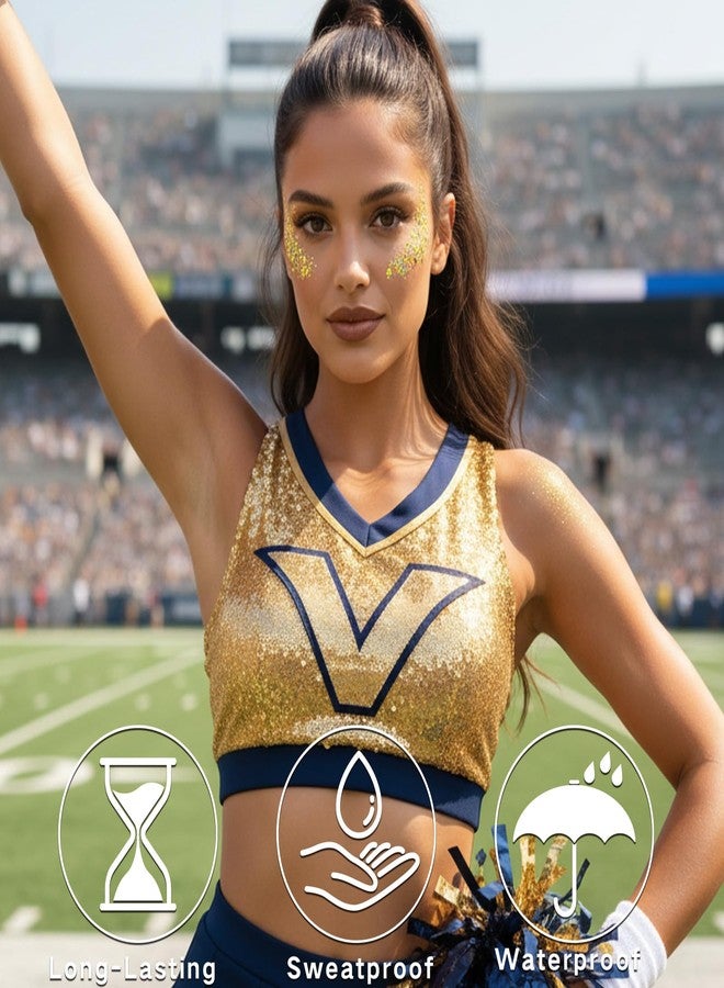 بامينفي مجموعة بامينيفاي من 4 عبوات من جليتر الوجه الذهبي، زي ماردي غرا للنساء، جليتر ذهبي لامع للجسم والشعر، إكسسوارات مكياج كرنفال ماردي غرا، زي حفلة موسيقية، مكياج مهرجان موسيقى الريف، 40 غرام/1.41 أونصة - Image 5